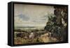 'A Country Road with Trees and Figures (recto); Willy Lott's House (verso)', c1830-John Constable-Framed Stretched Canvas