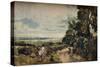 'A Country Road with Trees and Figures (recto); Willy Lott's House (verso)', c1830-John Constable-Stretched Canvas