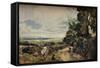 'A Country Road with Trees and Figures (recto); Willy Lott's House (verso)', c1830-John Constable-Framed Stretched Canvas