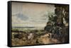 'A Country Road with Trees and Figures (recto); Willy Lott's House (verso)', c1830-John Constable-Framed Stretched Canvas