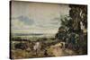 'A Country Road with Trees and Figures (recto); Willy Lott's House (verso)', c1830-John Constable-Stretched Canvas