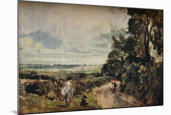 'A Country Road with Trees and Figures (recto); Willy Lott's House (verso)', c1830-John Constable-Mounted Giclee Print