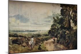 'A Country Road with Trees and Figures (recto); Willy Lott's House (verso)', c1830-John Constable-Mounted Giclee Print