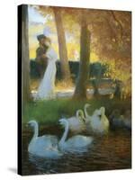 A Couple and Swans-Gaston De Latouche-Stretched Canvas
