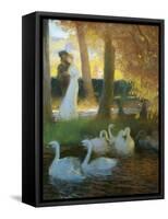 A Couple and Swans-Gaston De Latouche-Framed Stretched Canvas