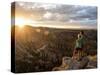 A Couple at Sunset in Bryce Canyon National Park in the Summer Overlooking the Canyon-Brandon Flint-Stretched Canvas