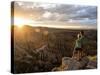 A Couple at Sunset in Bryce Canyon National Park in the Summer Overlooking the Canyon-Brandon Flint-Stretched Canvas