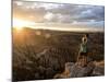 A Couple at Sunset in Bryce Canyon National Park in the Summer Overlooking the Canyon-Brandon Flint-Mounted Photographic Print