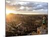 A Couple at Sunset in Bryce Canyon National Park, Utah, in the Summer Overlooking the Canyon-Brandon Flint-Mounted Photographic Print