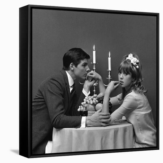 A Couple Dining, 1960s-John French-Framed Stretched Canvas