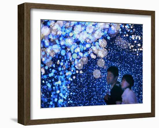 A Couple Goes Through the Sea of Illumination, Tokyo's Business District of Shiodome Dec. 1, 2006-null-Framed Photographic Print