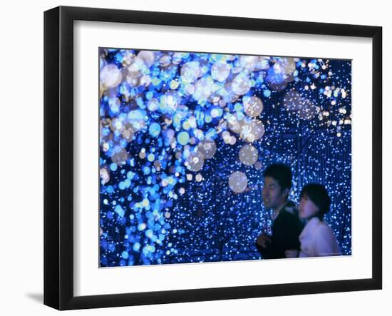 A Couple Goes Through the Sea of Illumination, Tokyo's Business District of Shiodome Dec. 1, 2006-null-Framed Photographic Print