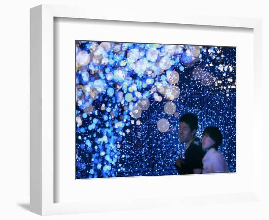 A Couple Goes Through the Sea of Illumination, Tokyo's Business District of Shiodome Dec. 1, 2006-null-Framed Photographic Print