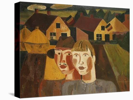 A Couple in a Village; Le Couple Au Village, 1930-Gustave de Smet-Stretched Canvas