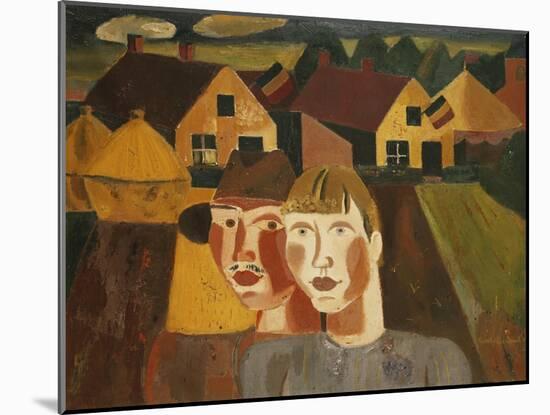 A Couple in a Village; Le Couple Au Village, 1930-Gustave de Smet-Mounted Giclee Print