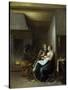 A Couple in an Interior, 1652 (Oil on Canvas)-Jan Miense Molenaer-Stretched Canvas