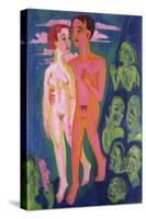 A Couple in Front of a Crowd-Ernst Ludwig Kirchner-Stretched Canvas