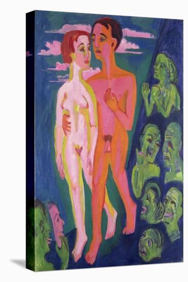 A Couple in Front of a Crowd-Ernst Ludwig Kirchner-Stretched Canvas