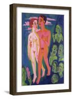 A Couple in Front of a Crowd-Ernst Ludwig Kirchner-Framed Giclee Print