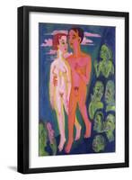 A Couple in Front of a Crowd-Ernst Ludwig Kirchner-Framed Giclee Print