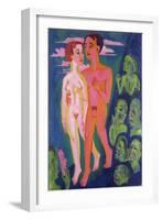 A Couple in Front of a Crowd-Ernst Ludwig Kirchner-Framed Giclee Print