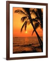 A Couple in Silhouette, Enjoying a Romantic Sunset Beneath the Palm Trees in Kailua-Kona, Hawaii-Ann Cecil-Framed Photographic Print