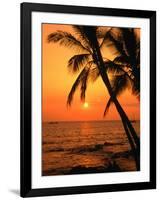 A Couple in Silhouette, Enjoying a Romantic Sunset Beneath the Palm Trees in Kailua-Kona, Hawaii-Ann Cecil-Framed Photographic Print