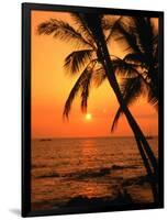 A Couple in Silhouette, Enjoying a Romantic Sunset Beneath the Palm Trees in Kailua-Kona, Hawaii-Ann Cecil-Framed Photographic Print