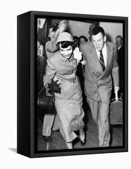 A Couple Leave their Wedding and onto their Honeymoon, Ca. 1955-null-Framed Stretched Canvas