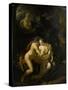 A Couple Making Love in a Park Spied on by Children-Adriaen Van Der Werff-Stretched Canvas