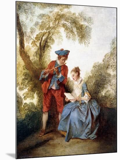 A Couple Making Music in a Landscape-Nicolas Poussin-Mounted Giclee Print