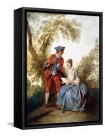 A Couple Making Music in a Landscape-Nicolas Lancret-Framed Stretched Canvas