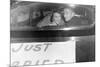 A Couple Peers Out of the Back Window on their Wedding Day, Ca. 1953-null-Mounted Photographic Print