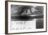 A Couple Peers Out of the Back Window on their Wedding Day, Ca. 1953-null-Framed Photographic Print