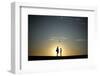 A Couple Stands on a Sand Bank as the Sun Sets in Venice, Los Angeles-Lucy Nicholson-Framed Photographic Print