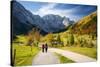 A Couple Strolling in the Alps, Holding Hands in the Fall-Sheila Haddad-Stretched Canvas