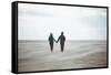 A Couple Together on a Winter S Day on a Beach-Clive Nolan-Framed Stretched Canvas