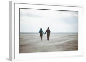 A Couple Together on a Winter S Day on a Beach-Clive Nolan-Framed Photographic Print