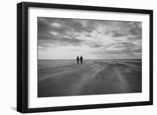 A Couple Together on a Winters Day on a Beach-Clive Nolan-Framed Photographic Print