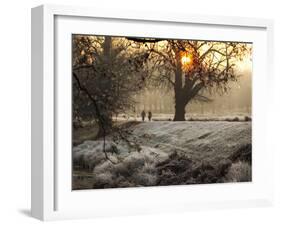 A Couple Walk in the Winter in Richmond Park-Alex Saberi-Framed Photographic Print