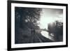 A Couple Walking Along a Canal on a Wet Day-Clive Nolan-Framed Photographic Print