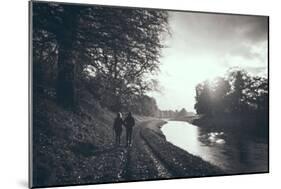 A Couple Walking Along a Canal on a Wet Day-Clive Nolan-Mounted Photographic Print