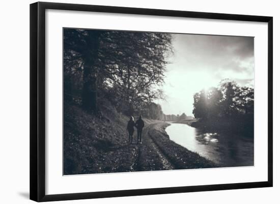 A Couple Walking Along a Canal on a Wet Day-Clive Nolan-Framed Photographic Print