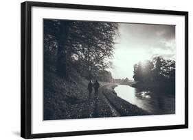 A Couple Walking Along a Canal on a Wet Day-Clive Nolan-Framed Photographic Print