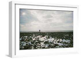 A Couple Walking Together on a Winter Day on a Beach-Clive Nolan-Framed Photographic Print