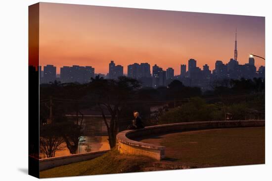 A Couple Watch the Sunset in Praca Do Por Do Sol, Sunset Square, in Sao Paulo-Alex Saberi-Stretched Canvas