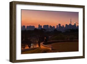 A Couple Watch the Sunset in Praca Do Por Do Sol, Sunset Square, in Sao Paulo-Alex Saberi-Framed Photographic Print