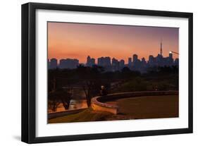 A Couple Watch the Sunset in Praca Do Por Do Sol, Sunset Square, in Sao Paulo-Alex Saberi-Framed Photographic Print