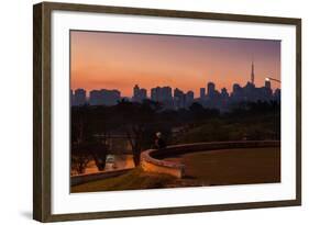 A Couple Watch the Sunset in Praca Do Por Do Sol, Sunset Square, in Sao Paulo-Alex Saberi-Framed Photographic Print