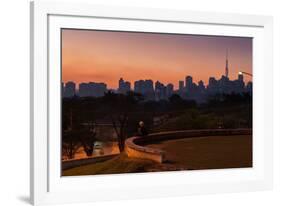 A Couple Watch the Sunset in Praca Do Por Do Sol, Sunset Square, in Sao Paulo-Alex Saberi-Framed Photographic Print